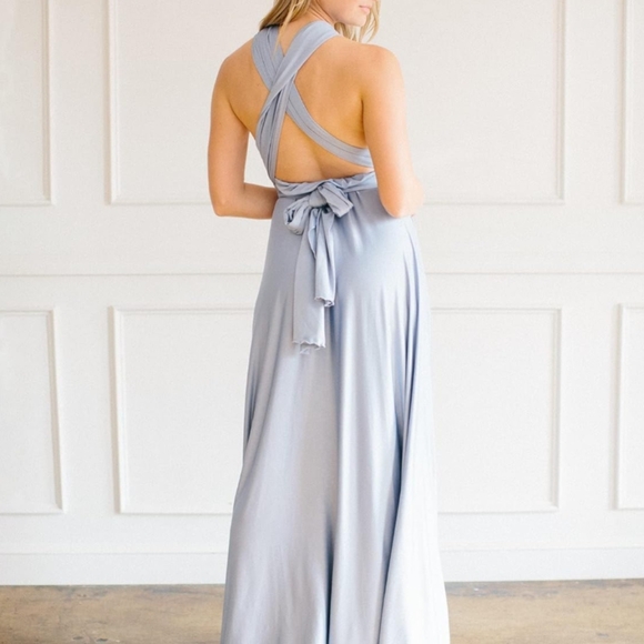 Convertible Infinity Dress & Bandeau Long Maxi Bridesmaid/Prom Dress Dusty Blue - Picture 5 of 7